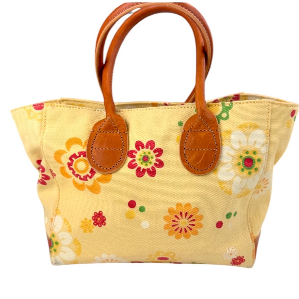 J.Jill Floral Canvas Bucket Tote Bag with Tan Handles - Picture 1 of 16
